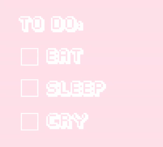 a checklist on a pink background that says to do eat sleep cry