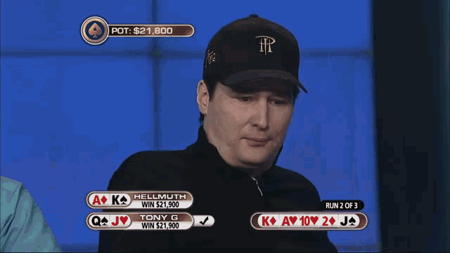 hellmuth and tony g are playing poker and hellmuth won $ 21,900
