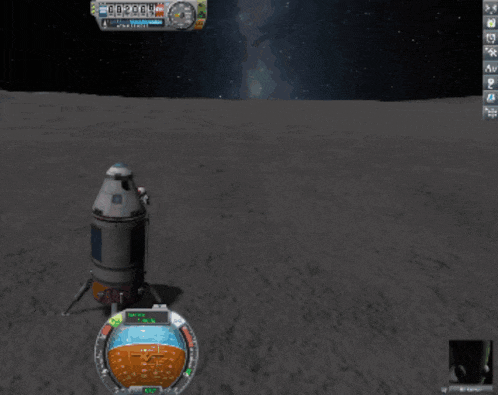 a computer screen shows a rocket on the moon with the numbers 002000 on the screen