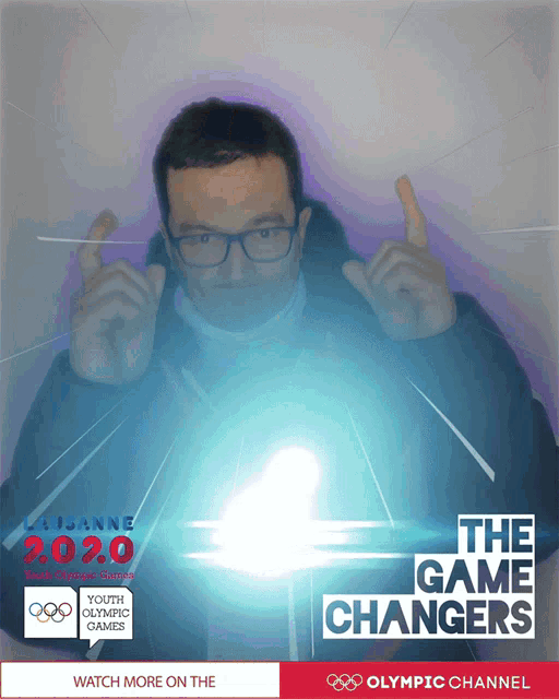 an advertisement for the olympic channel shows a man