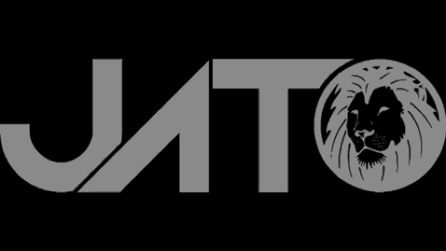 a black and white logo for jato with a lion on it