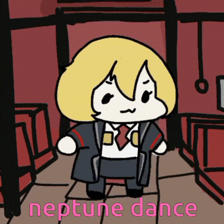 a cartoon of a girl dancing with the words neptune dance written below her