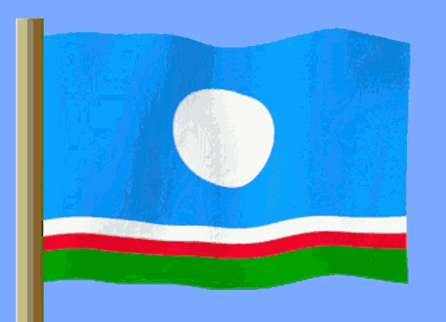 a blue flag with a white circle in the center