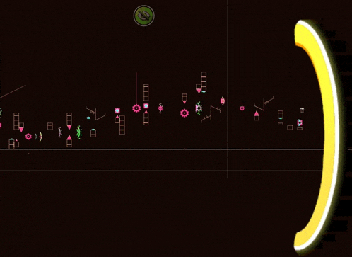a screenshot of a video game with a yellow circle in the middle of the screen
