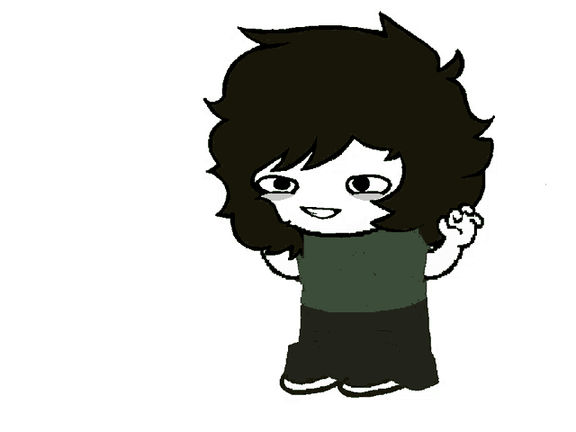 a black and white drawing of a person with a triangle shirt on