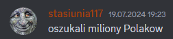 a picture of a face with the words " oszukali miliony polakow " on it
