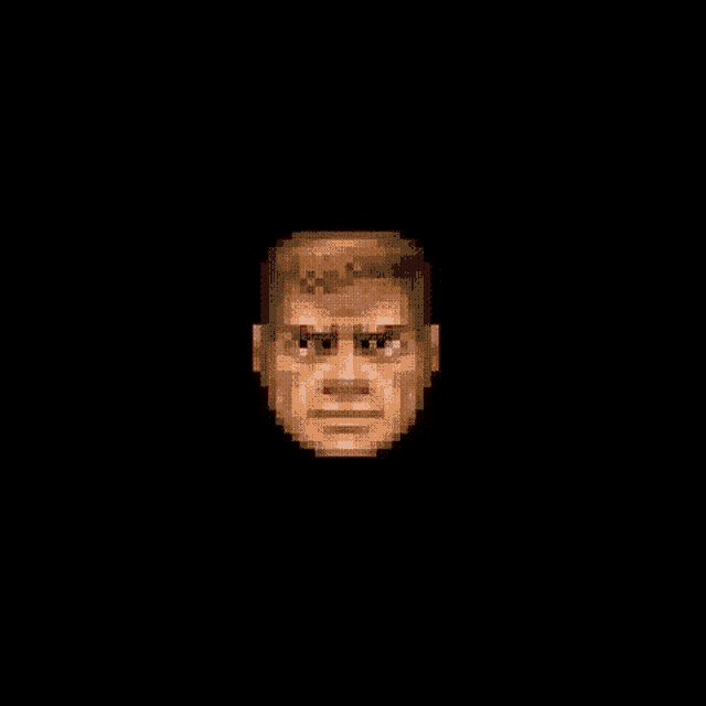 a pixel art of a man 's face with horny written on the bottom