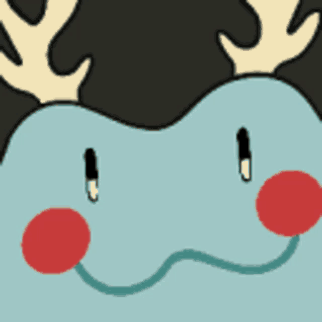 a cartoon drawing of a deer with antlers on it 's head