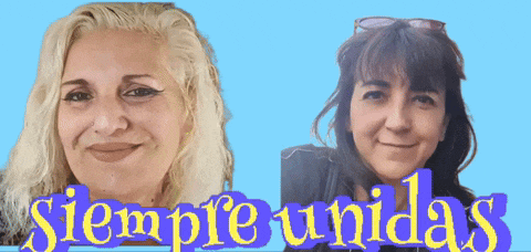 two women are standing next to each other with the words siempre unidas in the corner