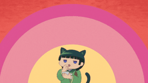a cartoon drawing of a girl with a cat 's head