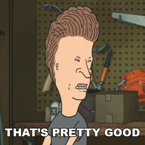 a cartoon character says that 's pretty good in front of tools