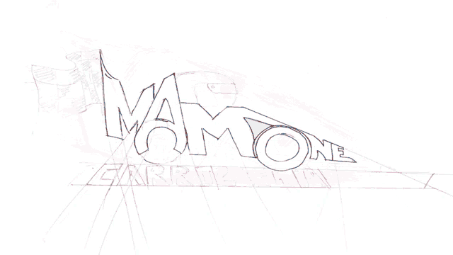 a drawing of a logo for mamone carrozzeria racing