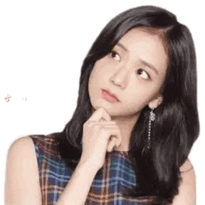 a woman in a plaid dress is thinking about something while holding her hand to her chin .