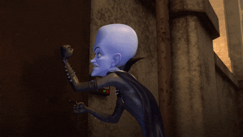 a cartoon character with spikes on his arms is knocking at a door