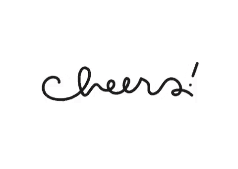 the word cheers is written in black on a white background