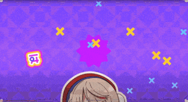 a picture of a girl with a purple background that says ' i ' on it