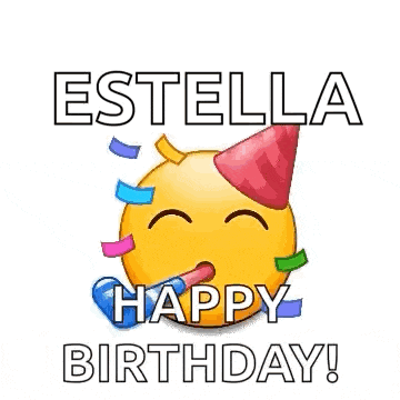 a happy birthday greeting card with a bunch of smiley faces wearing party hats and balloons .