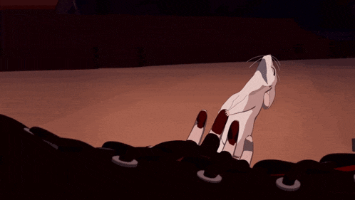 a cartoon drawing of a hand with red nails reaching for something