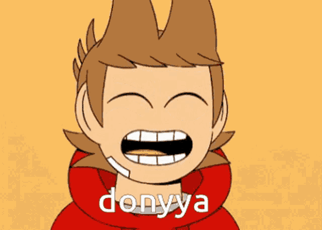 a cartoon character is smiling with the word donya on the bottom right corner