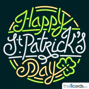 neon sign that says happy st. patrick 's day on a dark background