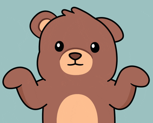a cartoon drawing of a brown teddy bear with his mouth open