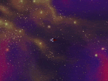 a computer generated image of a galaxy with a red object in the center