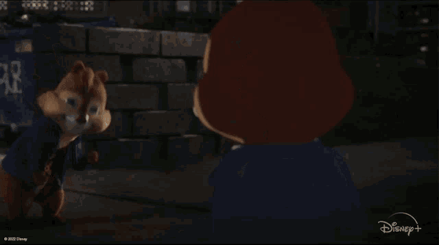 a cartoon chipmunk with a disney logo on the bottom