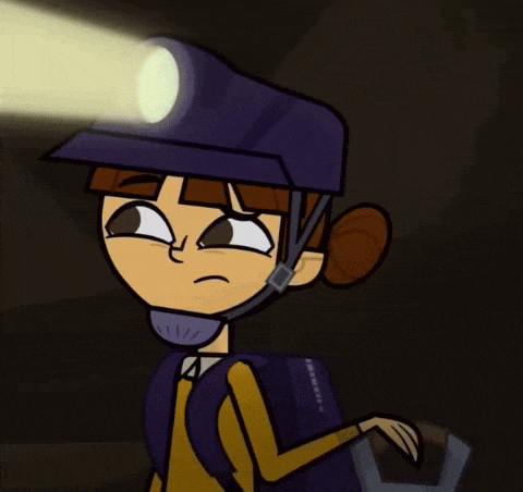 a cartoon character with a backpack and a flashlight