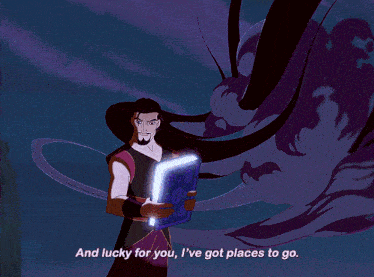 a cartoon character says " and lucky for you i ve got places to go "