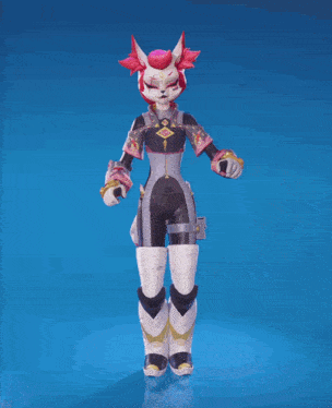 a 3d rendering of a furry character with a pink head