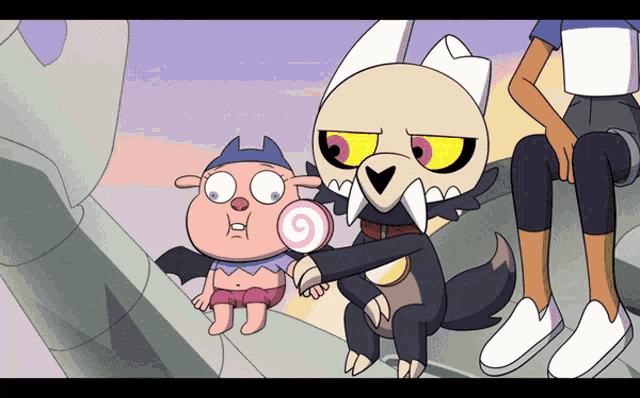 a cartoon character holding a lollipop with the number 9 in it