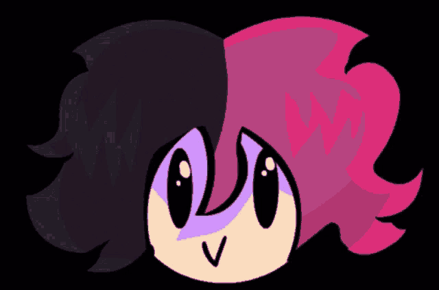 a cartoon drawing of a girl with pink hair