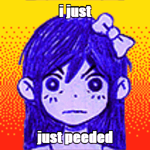 a picture of a girl with blue hair and a bow has the words i just just peeded on it