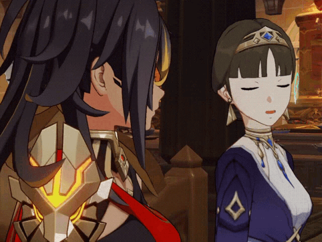 a girl with a crown on her head stands next to another girl