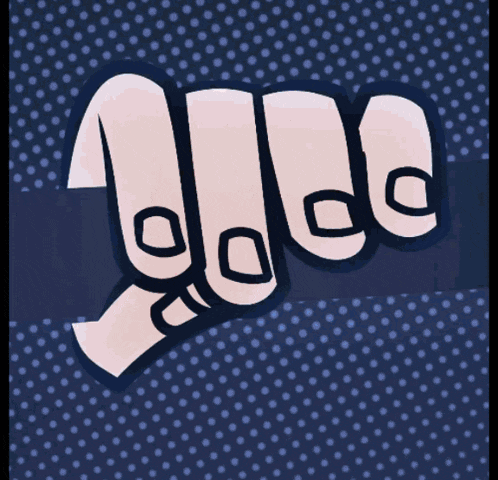 a cartoon hand holding a black object with the letters a and d on it