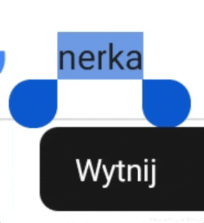 the word wytnij that is on a blue and white background