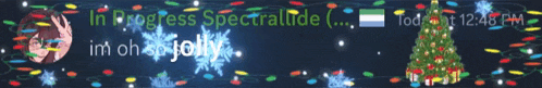a christmas tree is surrounded by lights and the words in progress spectraltide