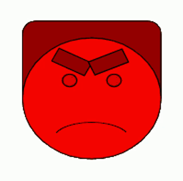 an angry red smiley face with a lightning bolt coming out of its mouth