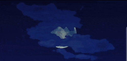 a cartoon character reaches out towards a full moon in the night sky