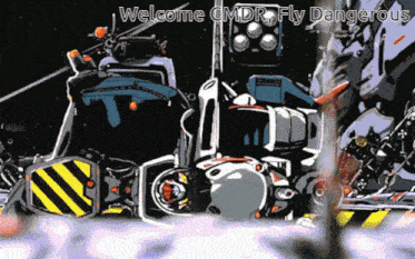 welcome cmdr fly dangerous is written on a cartoon drawing