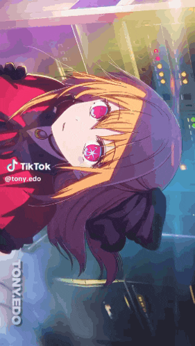 a picture of a girl with red eyes and the words tiktok on the bottom