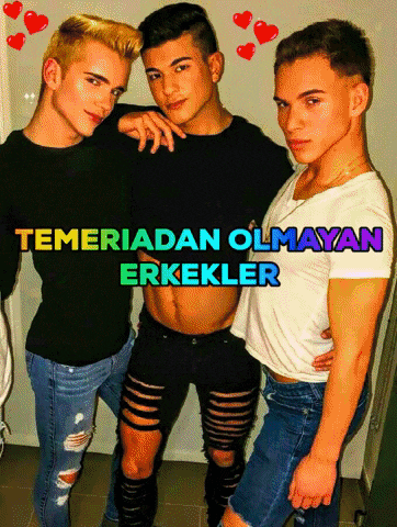 three young men are posing for a picture with the words temeriadan olmayan erkekler written above them