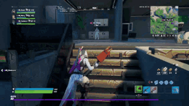 a screenshot of a video game with a purple arrow pointing to the left