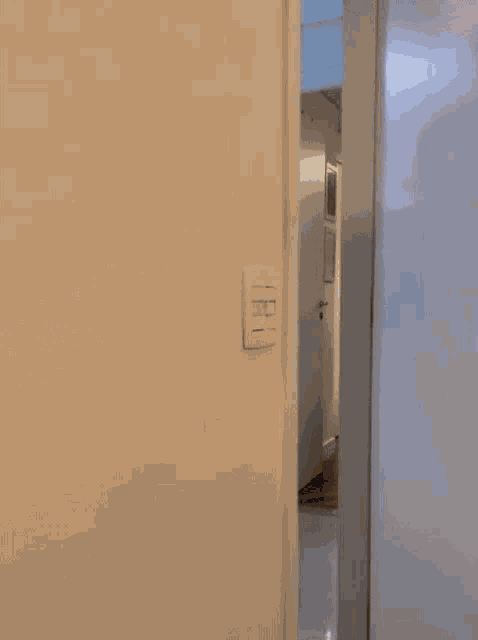a door with a light switch on the wall
