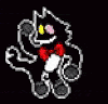a pixel art of a cat wearing a bow tie and sunglasses .