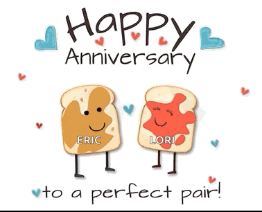 a happy anniversary greeting card with peanut butter and jelly