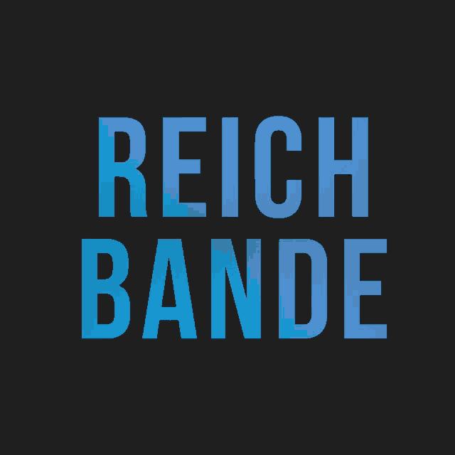 a black background with the words reich bande in blue letters