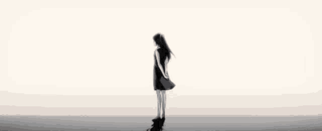a silhouette of a woman standing on top of a cliff .