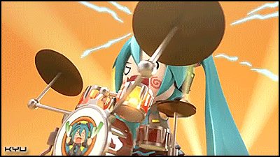 Hatsune Miku Drumming GIF - Hatsune Miku Drumming Leek GIFs