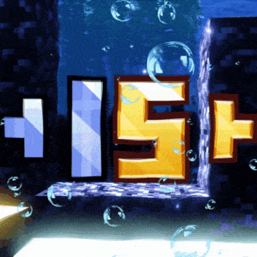 bubbles are floating around a block that says ice